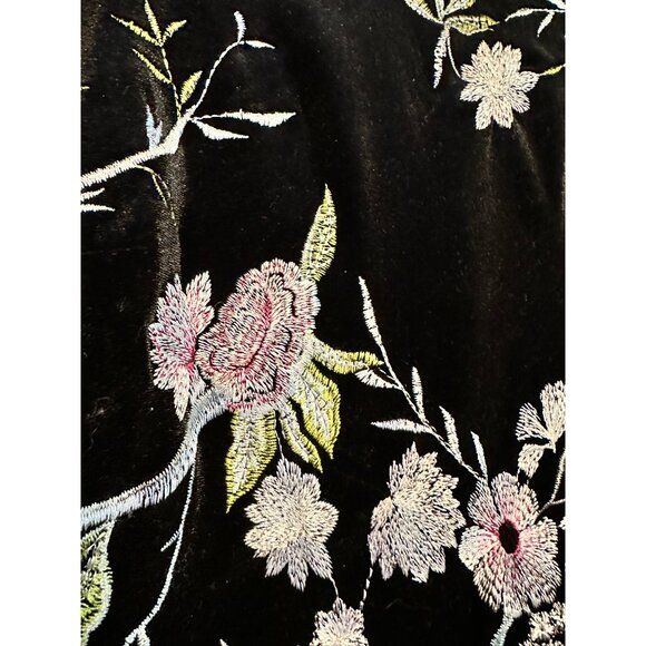 Calvin‎ Klein Women Black Velvet Floral Embroidery Sheath Dress Size 8 - Picture 5 of 7
